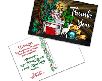 HOLIDAY HIT! - Mail Carrier Holiday Postcard - Festive Mail Themed “Thank You” Card from Letter Carriers - Postal Greetings