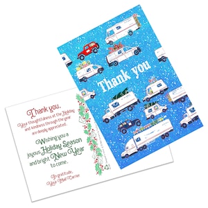 Thank You - Special Delivery Mail Vehicle Postcards - Holiday Cards for Mail Carriers - Postal Greetings 4”x6”