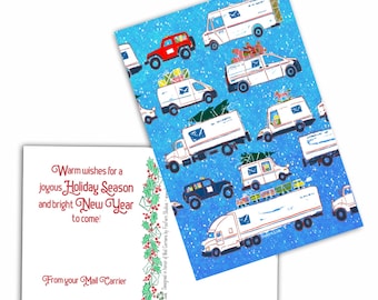 Special Delivery -Mail Vehicle Postcard - Holiday Cards for Mail Carriers - Postal Greetings 4”x6”