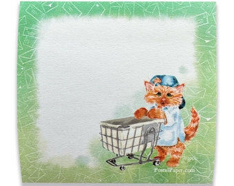 Sticky Note Pad for Mail Carriers - 3 x 3” - Cute Cat Dressed as a Postal Worker