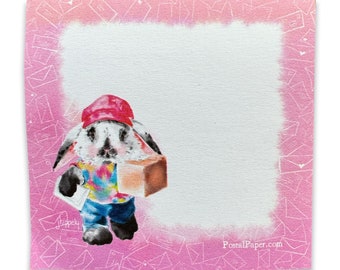 Sticky Note Pad for Mail Carriers - 3" x 3” - Cute Bunny Delivering Mail - Post-it® Notes