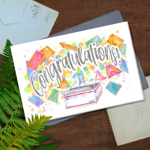 Congratulations Card for Mail Carriers - Priority Mail Box Full of Fun - 5&quot; x 7&quot;