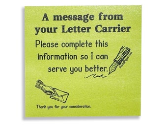 Sticky Note Pad for Mail Carriers - 3 x 3” - Please Complete Info - Post-it® Note - Spring Green Color