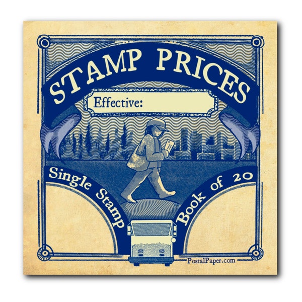 Stamp Price Change Notice - Sticky Note Pad for Mail Carriers - 3 x 3” - Post-it® Notes - Aged Stamp Version