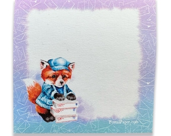 Sticky Note Pad for Mail Carriers - 3" x 3” - Cute Fox Stacking Mail Parcels - Post-it® Notes