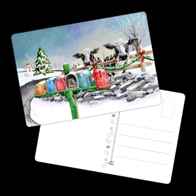 Blank Postcards - Happy Holidays to Moo! Cute Cows - Postcrossing - 4x6 ...