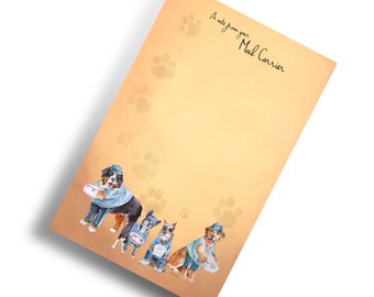 Mail Carrier Notepad - Delivery Dogs in Letter Carrier Uniforms - Notes from Letter Carriers FoxFern