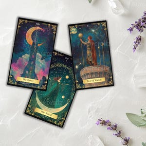 Cosmic Tarot Deck • 78 Cards • With Tarot Deck with Guidebook, Tarot Journal • Spiritual Card Deck • Unique Tarot Deck • Tarot For Beginners