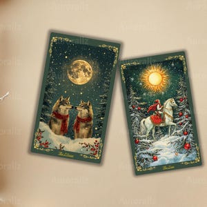 Baraja de tarot de invierno, baraja de tarot de Navidad, 78 cartas de tarot, baraja de tarot con guía, baraja de tarot para principiantes, tarot de Navidad, lectura espiritual