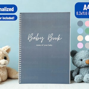 Libro de recuerdos de bebé personalizado, álbum de fotos de bebé, libro de hitos del bebé, recuerdo de recién nacido, diario de embarazo, álbum de recortes de bebé, regalo para mamá primeriza
