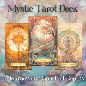 Karty Tarota Mystic Depth, Talia Tarota Mystic, 78 Kart Tarota, Talia Tarota z Przewodnikiem, Talia Tarota dla Początkujących, Zestaw Wróżbiarski, Unikalna Talia Tarota