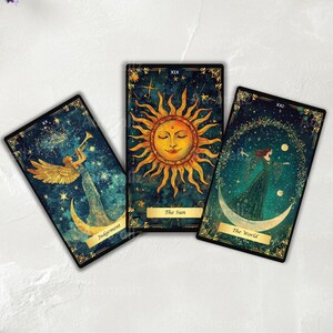 Mazzo di tarocchi cosmici • 78 carte • Con mazzo di tarocchi con guida, diario dei tarocchi • Mazzo di carte spirituali • Mazzo di tarocchi unico • Tarocchi per principianti