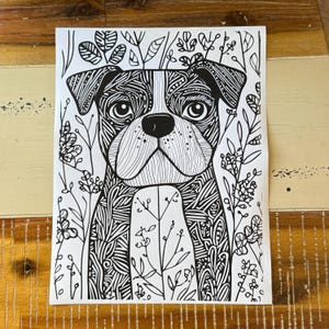 Bulldog Dog Coloring Page – Intricate Printable Design for Adults and Teens