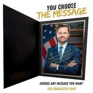 Personalized Vice President Vance Portrait | 8x10 Photo Picture | Signed Custom Message (JD Vance) | Presidential gift | MAGA