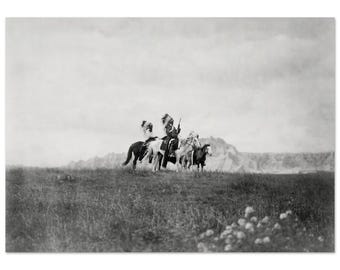 Sioux Chiefs Overlooking a Valley Vintage Photograph