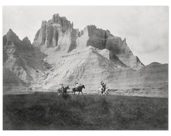 Sioux Natives on Horseback Vintage Photgraph