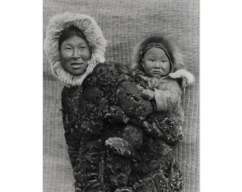 Native Alaskan Woman and Child Vintage Photograph
