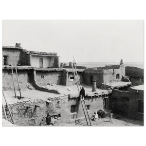 Native Zuni Dwellings Vintage Photograph