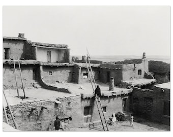 Native Zuni Dwellings Vintage Photograph