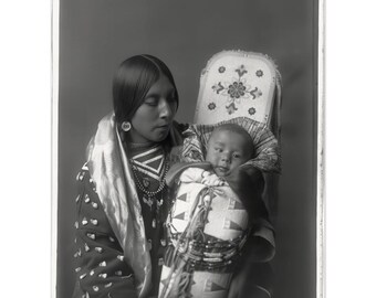 Native American Woman and Child Vintage Picture