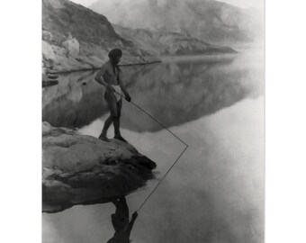 Native American Spear Fishing Vintage Photography
