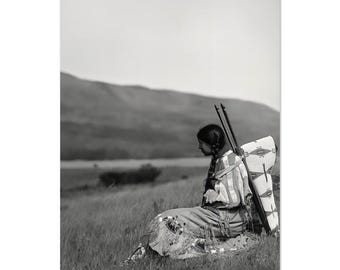 Native Blackfoot Woman Praying Vintage Photograph