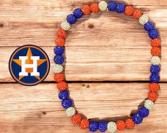 HOUSTON ASTROS *** Inspired Rhinestone Beaded Necklace