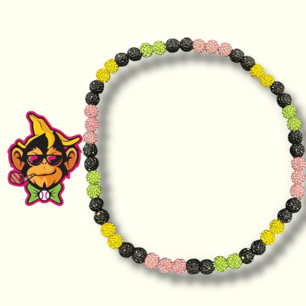 PARTY ANIMAL ** Banana Ball Insipired Rhinestone Bead Necklace
