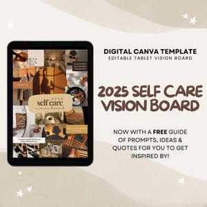 Digital Self Care Vision Board Template 2025 for Canva Digital Vision Boarding Kit Manifestation Goal Setting 2025 Tablet Wallpaper Template
