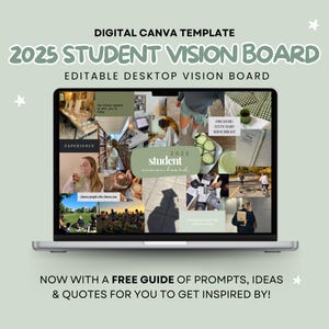 Digital Student Vision Board Template 2025 for Canva Digital Vision Board Kit Manifestation Goal Setting 2025 Desktop Wallpaper Template