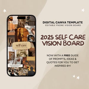 Digital Self Care Vision Board Template 2025 for Canva Digital Vision Board Kit Manifestation Goal Setting 2025 Phone Wallpaper Template