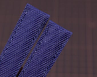 Bracelet de montre en toile de voile en caoutchouc FKM bleu marine : imperméable et résistant à la transpiration