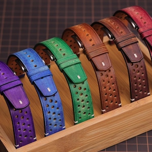 Burgundy Rally Watch Strap | Premium Vintage Design 20mm 21mm 22mm 24mm 18mm 19mm for Rolex, Omega, Grandseiko, Seiko watches