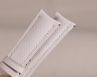 Bracelet de montre en toile à voile en caoutchouc FKM blanc : imperméable et résistant à la transpiration