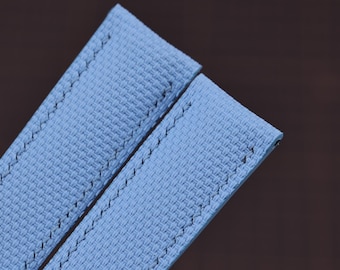 Bracelet de montre en toile à voile en caoutchouc FKM bleu : imperméable et résistant à la transpiration