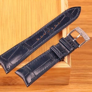 Navy blue leather Watch strap, Handmadestrap 18mm 19mm 20mm 21mm 22mm 23mm 24mm all size customized