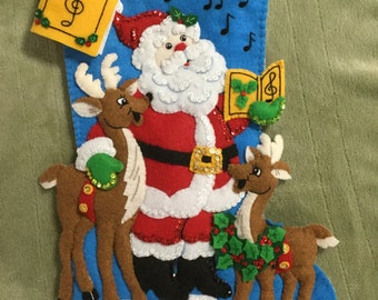 Bucilla CAROLING SANTA Christmas Stocking