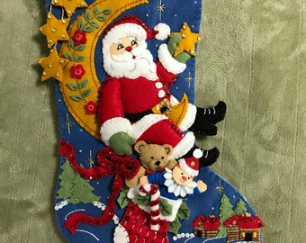 Bucilla Moonlight Santa Christmas Stocking