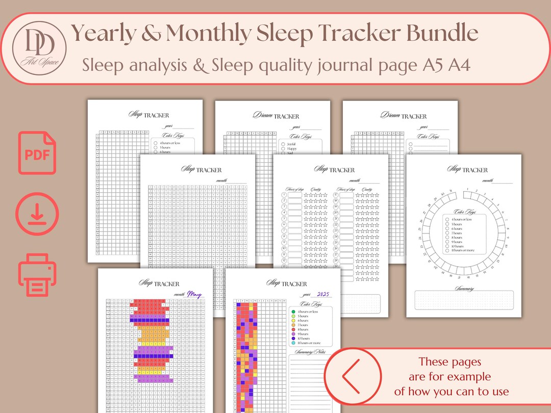 Sleep Journal.pdf Printable Sleep Tracker Bundle: A4/A5 Sleep Journal (PDF Download) - Etsy