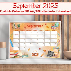 September 2025 Calendar Printable, Monthly Planner PDF A4 US Letter, Instant Download September 2025 Dated Calendar, Monday to Sunday Start