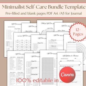 Printable Self-Care Bundle Self-Care Checklist &Trackers Canva Template Selfcare checklist  Editable selfcare planner Printabl journal A5 A4