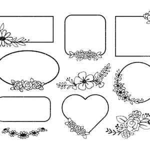 Blumenrahmen Clip Art, Blumenrahmen, Familie Zeichen, Hochzeitszeichen, Blumenzeichen, Blumenmonogramm