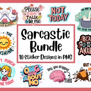 10 grappige sticker png-bundel, domme gans png, sticker clipart, sarcastische sticker clipart, digitale download