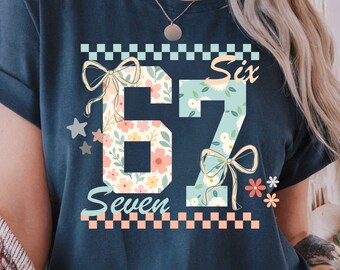 Coquette Six Seven Floral PNG, Girly Meme Design (Digital Download)
