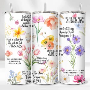 20oz Tumbler Wrap - Christian Bible Verse, Floral design, Christian gift, sublimation, digital download