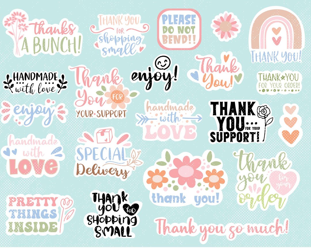 Thank You Sticker Bundle PNG, Print the Cut File for Cricut, Small ...