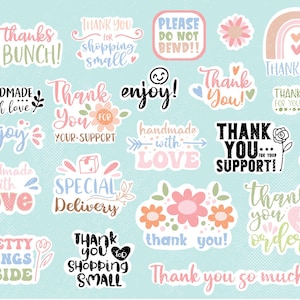 Obrigado png, Pacote de adesivos, PNG, Download digital, Arquivos SVG, Arquivo cortado, Obrigado por adesivos para pequenas empresas