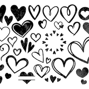 Heart SVG Bundle, Hand-drawn heart svg, png, dxf cut files, svg for cricut and glowforge, digital download