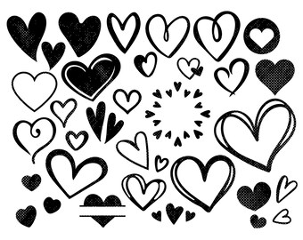 Hand-Drawn Heart SVG Bundle, Cut Files (Digital Download