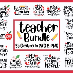 35 Teacher SVG MEGA Bundle, Teacher appreciation gift svg and png mega bundle, school clipart, funny teacher gift, digital download